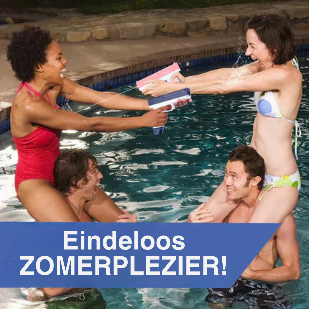 Spetter, lach, win! Met Water Glockie