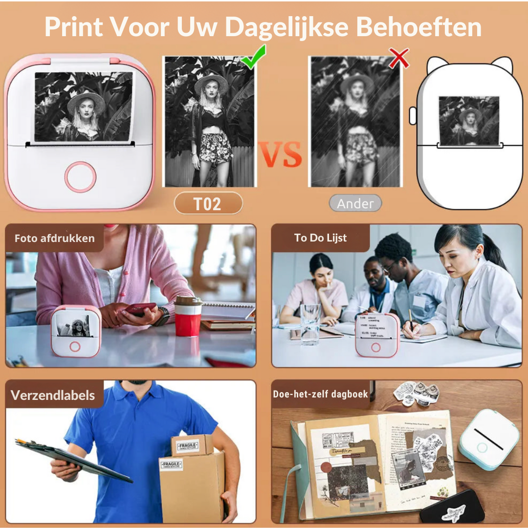 2.0 Inkless Sticker Printer print moeiteloos, plak ontspannen.