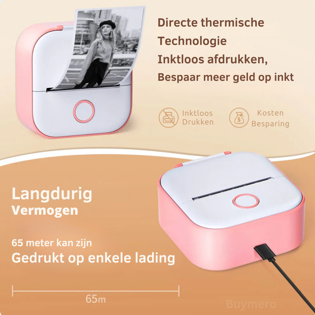 2.0 Inkless Sticker Printer print moeiteloos, plak ontspannen.