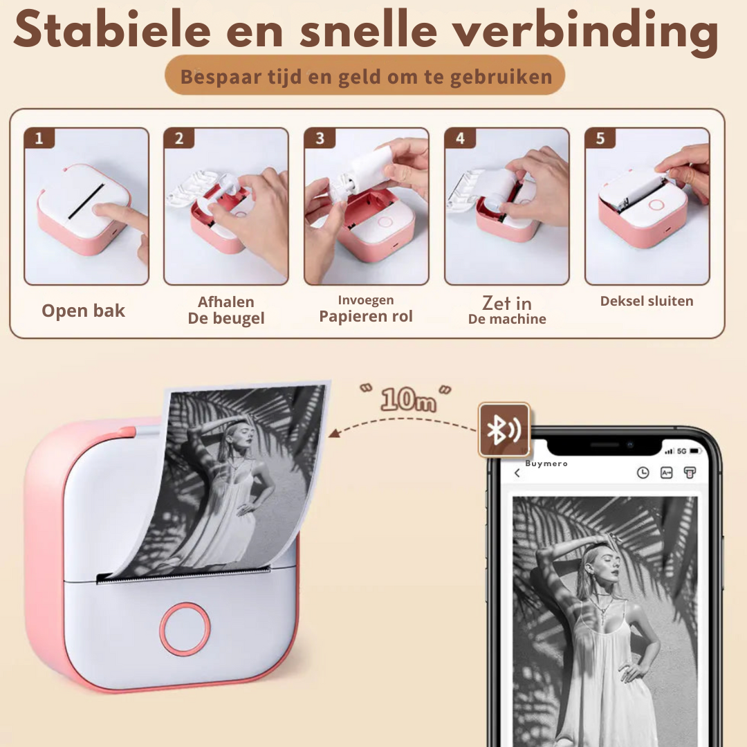 2.0 Inkless Sticker Printer print moeiteloos, plak ontspannen.