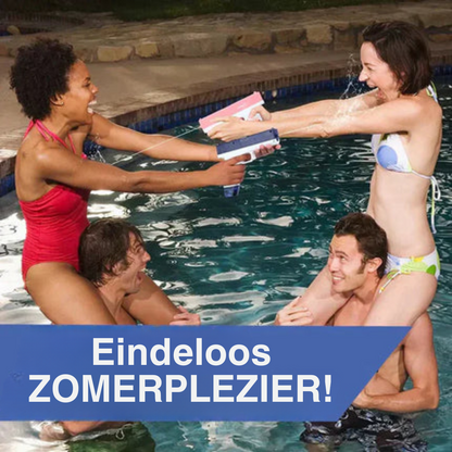 Spetter, lach, win! Met Water Glockie