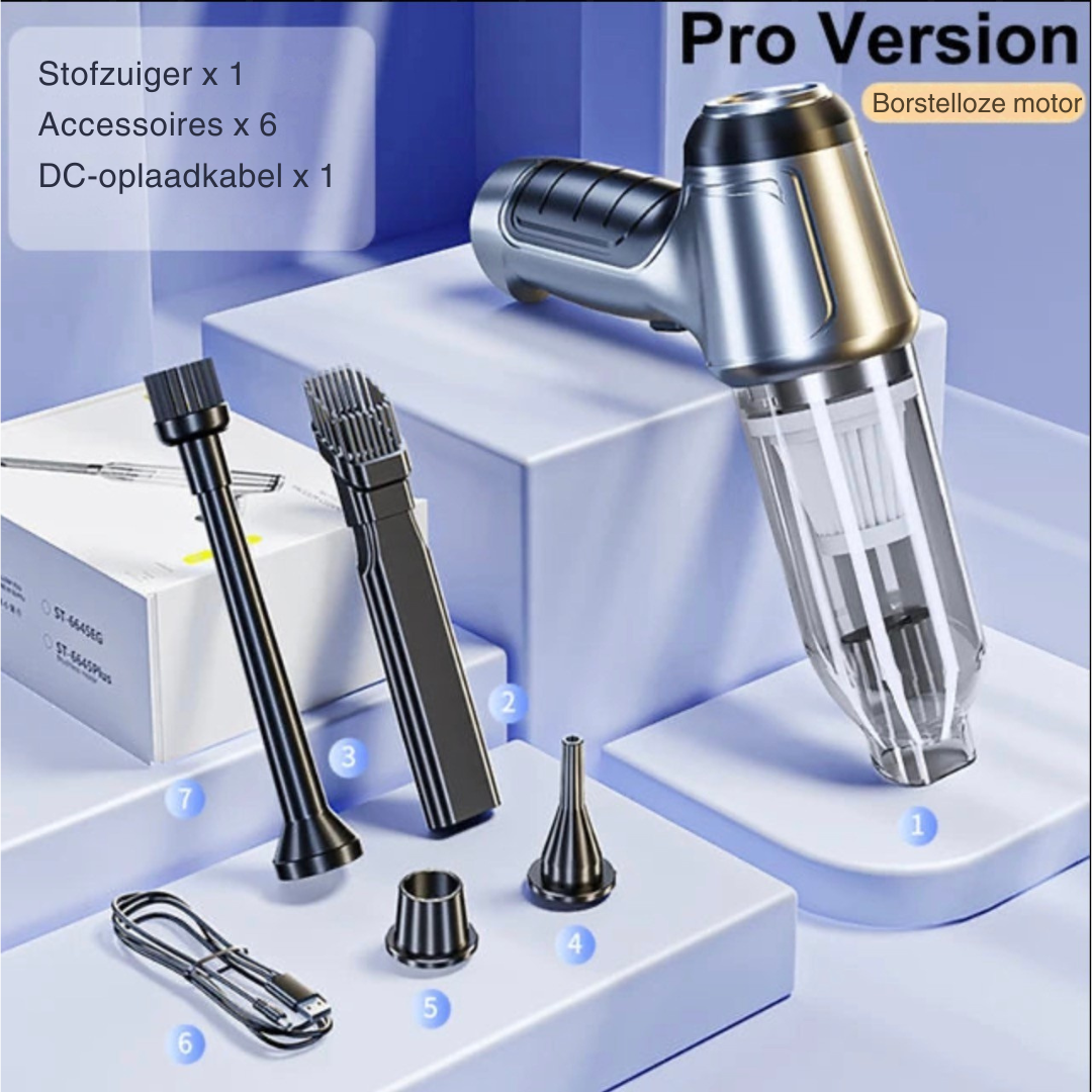 CleanRide Pro Draadloze met extreme zuigkracht voor thuis en onderweg