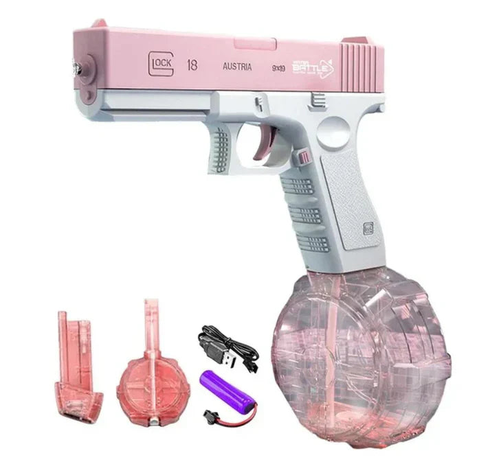 Spetter, lach, win! Met Water Glockie